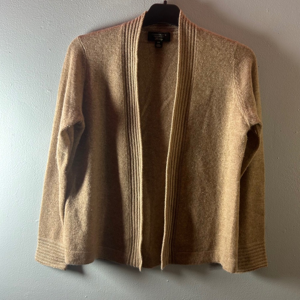 Charter Club Luxury Cashmere Cardigan Sweater Taupe Women P/P